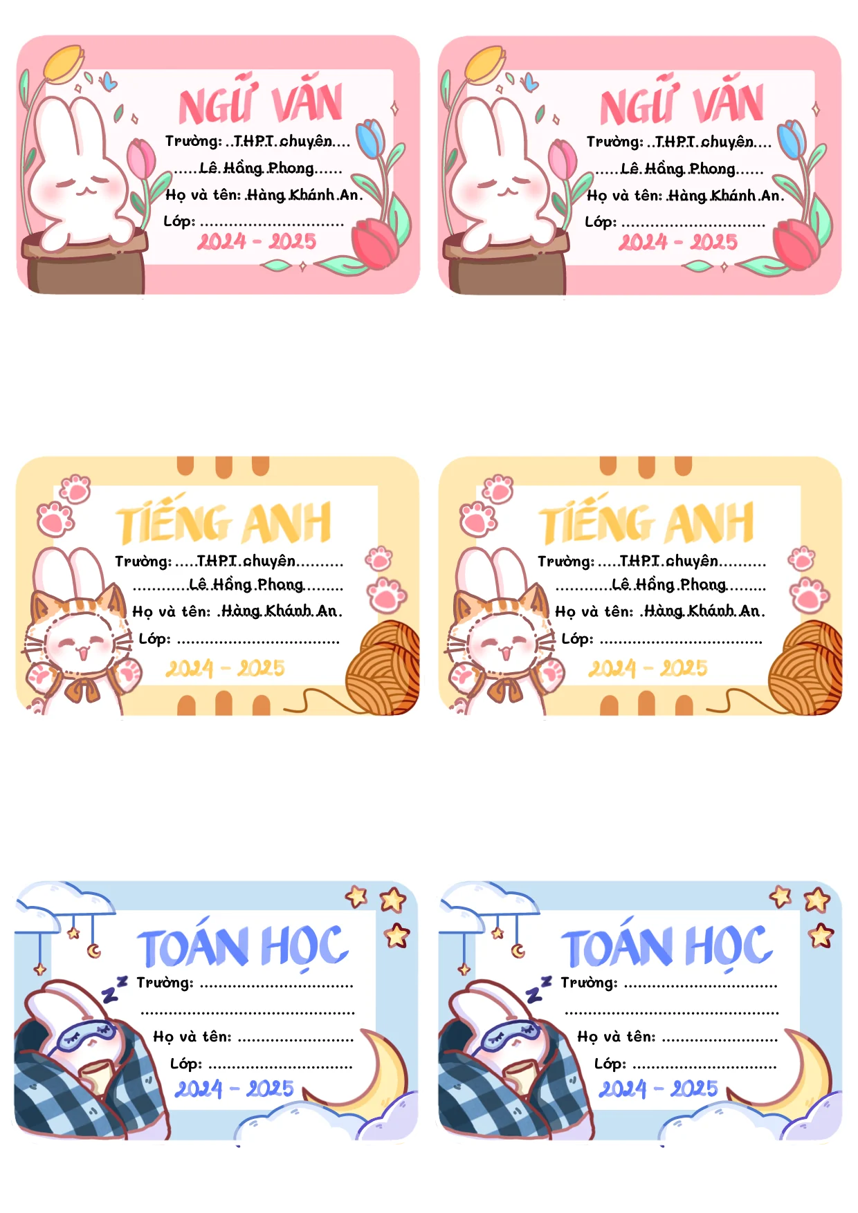 School-subject label variations