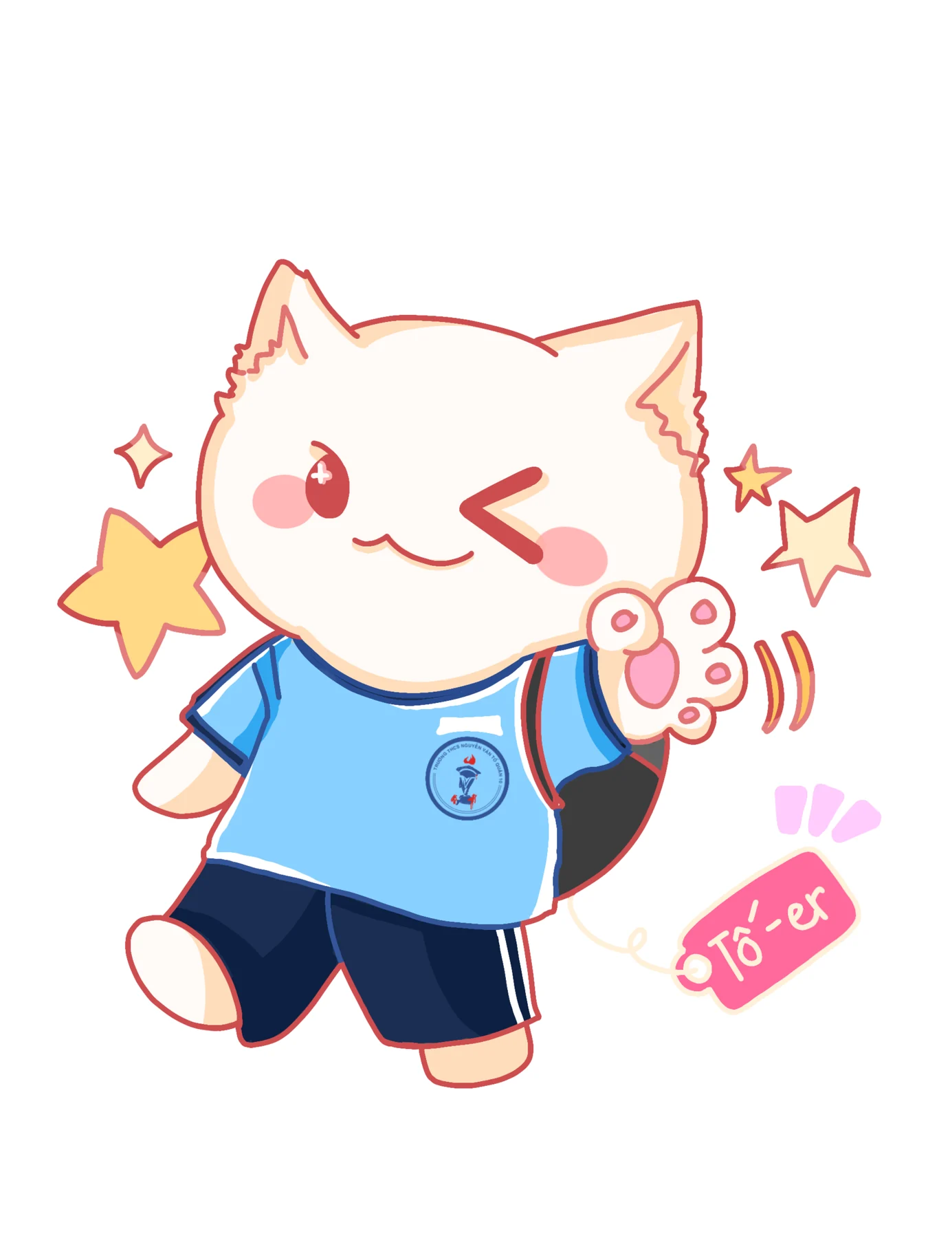 Cat character keychain illustration
