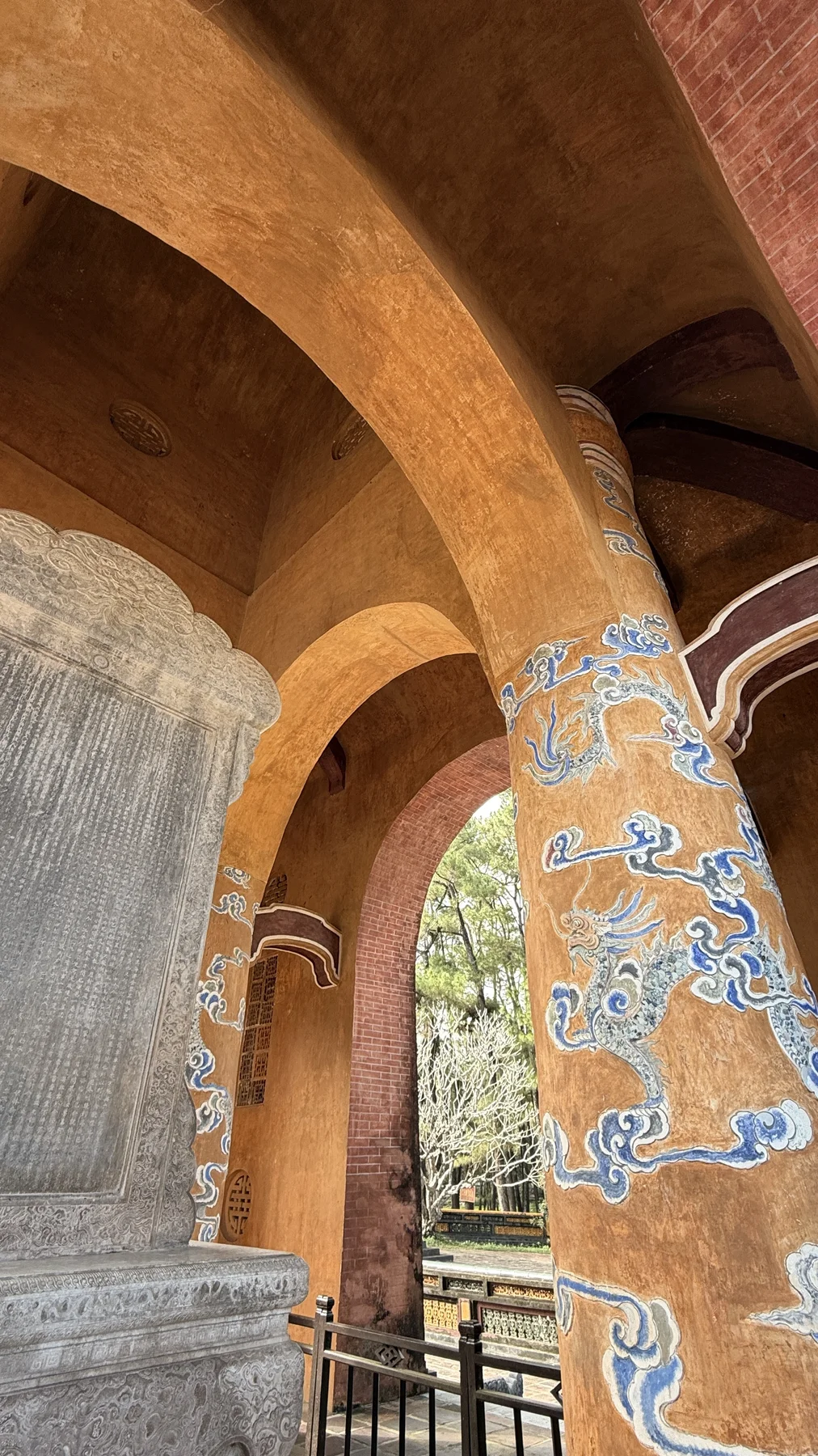 A closer look at carved and painted details at Tự Đức’s tomb.